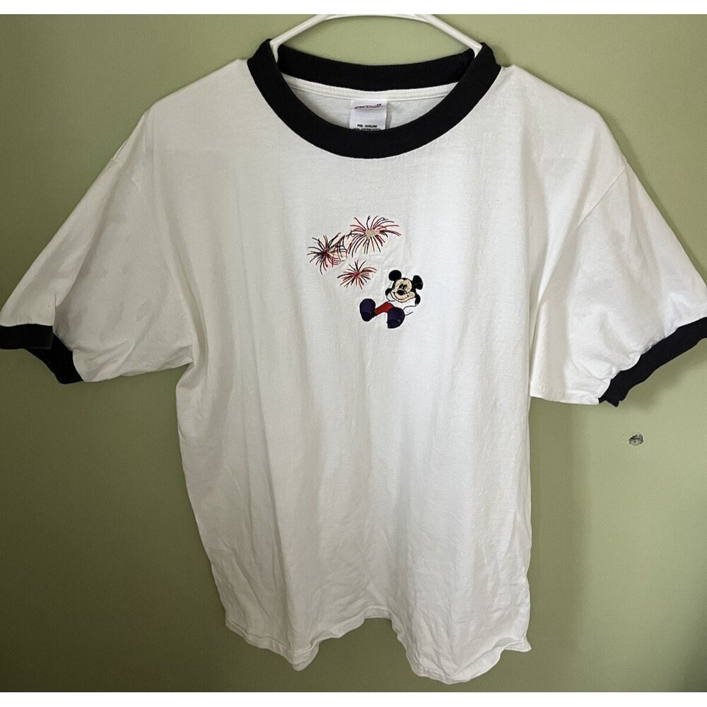 Disney Men's Mickey Mouse Fireworks Short Sleeve T-Shirt White Size Large